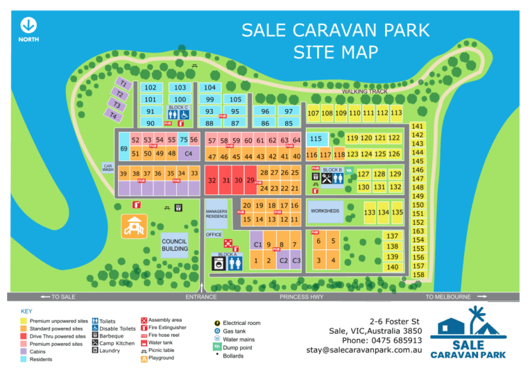 Sale Caravan Park Map & Site Layout | Victoria